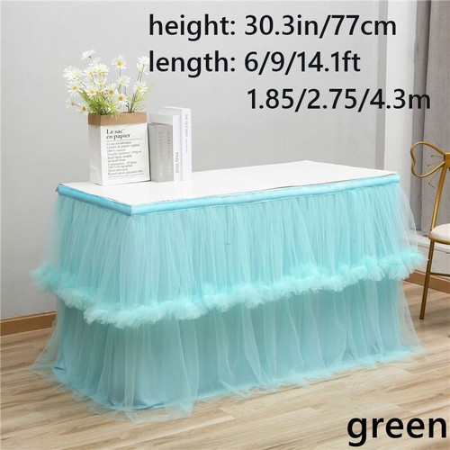 2 Layer Ruffle Tutu Table Skirt Cover Mesh Tablecloth Wedding Banquet Decor - Picture 8 of 18
