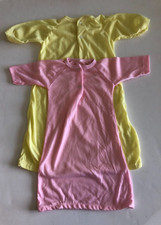2 Vintage Yellow  pink infant Baby Girls sleepwear/nightgowns size 0-3 mo.