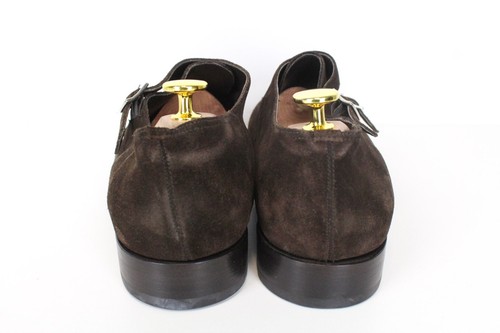 SUITSUPPLY Men Formal Shoes EU44 Brown Double Buckled Suede Classic Low-Top - Picture 3 of 13