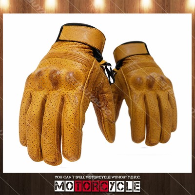 TG Leather Glove Retro Rider Motorcycle Gloves Moto Racing Gold Fairfax XL Pair