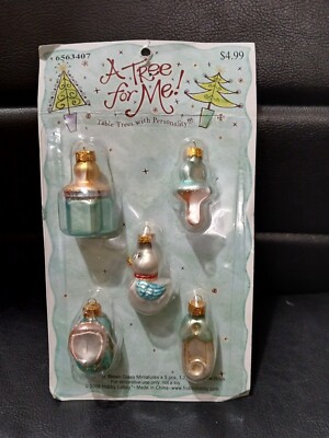 A Tree for Me 2006 Hobby Lobby Glass Ornaments, Sealed New #6563407 Baby Newborn