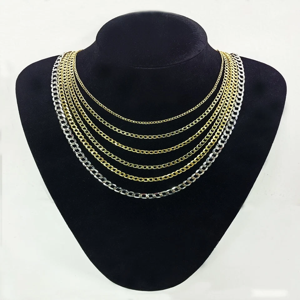 14K Real Solid Gold 2.5mm-7mm Cuban Curb Chain Necklace with Lobster Claw Clasp - Image 4 of 4