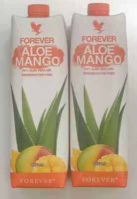 2 x FOREVER ALOE MANGO 86% Aloe Vera Gel konservierungsstofffrei 1 Liter HALAL KOSCHER