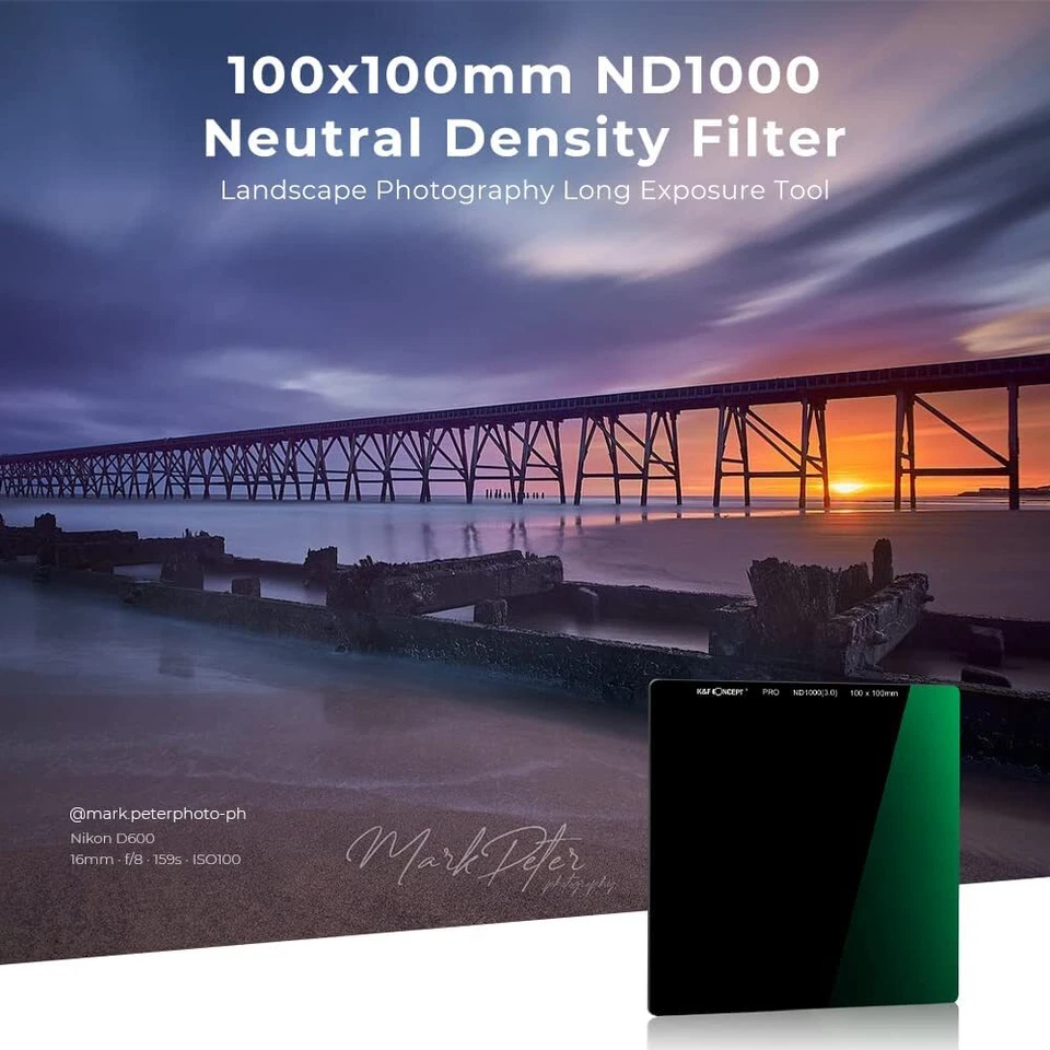 K&F Concept Square ND1000 100x 100mm ND Filter Neutral Density for Camera Lens - Image 2 of 4