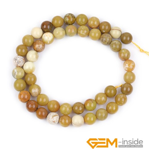 Natural Yellow Opal Gemstone Round Loose Spacer Beads for Jewelry Making 15" AU - Picture 10 of 46
