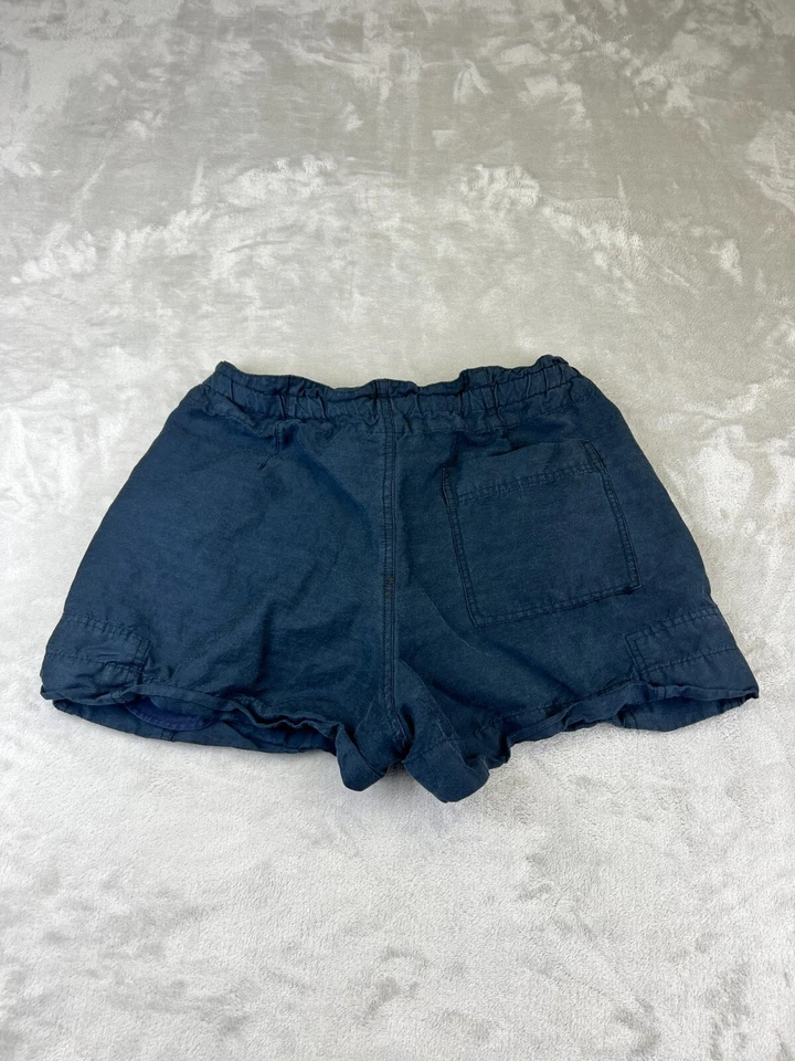 Vince Mini Pantalones Cortos Mujer Talla Mediana Azul Marino Lino Algodón Cintura Ligero Foto 4 de 4