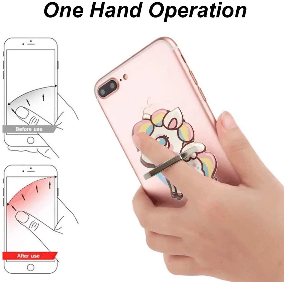 360°Acrylic Unicorn Finger Ring Mobile Smartphone Holder Stand iPhone Samsung - Image 3 of 4