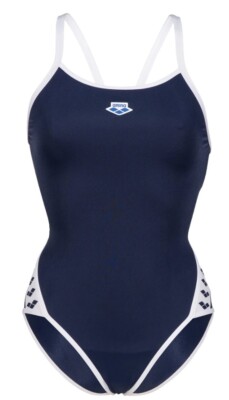 Arena Team Stripe Superfly Back MaxLife One Piece Swimsuit Navy White USA24