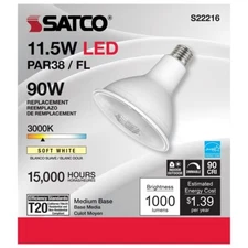 SATCO S22216 - 11.5 Watt PAR38 LED Bulbs - 3000K - 120 Volts (6 Pack)