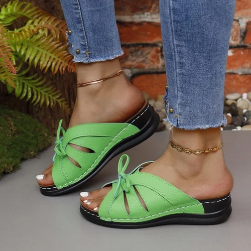 Womens Slip On Slippers Open Toe Strappy Low Heel Sandals - Picture 2 of 25