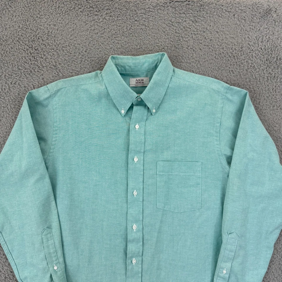 Camisa masculina vintage Arrow Dover grande botão verde perfeito anos 70 manga longa Preppy - Imagem 4 de 4
