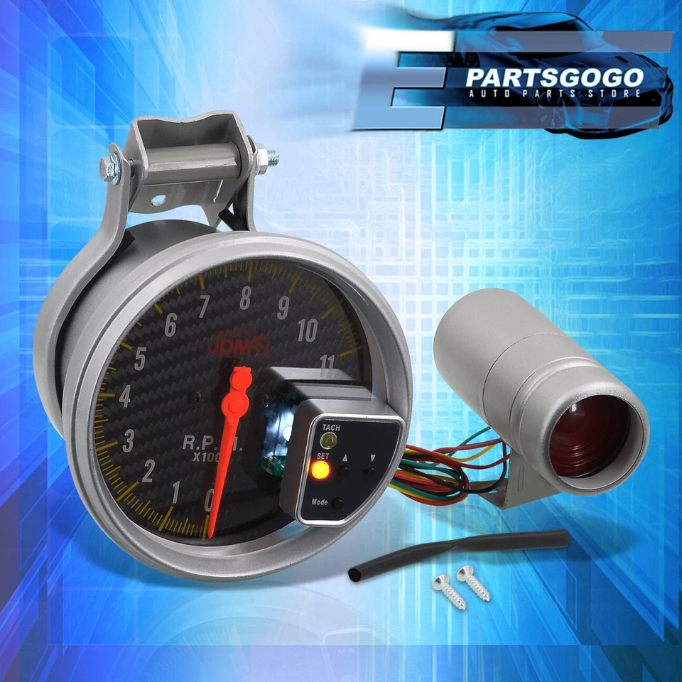 For WRX STI BRZ JDM 5" Carbon Fiber Tachometer 11K RPM Tach Gauge + Shift Light - Image 3 of 4