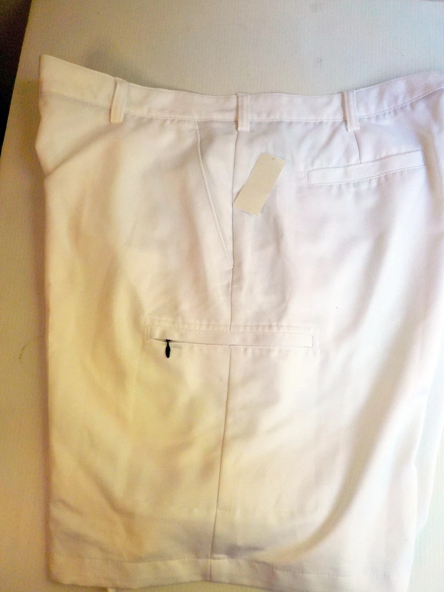 IZOD Golf Classic Fit Zippered Side Pockets Mens Golf Shorts White