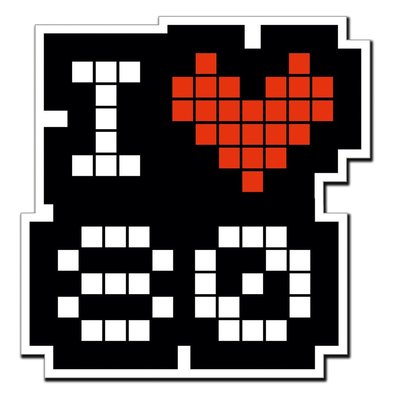 2 x I love 80 80/'s Heart Retro Vinyl Sticker Laptop Travel Luggage #4015