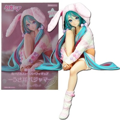 15CM Anime HATSUNE MIKU Figure Noodle Stopper Figure Rabbit Ear Pajamas Model To