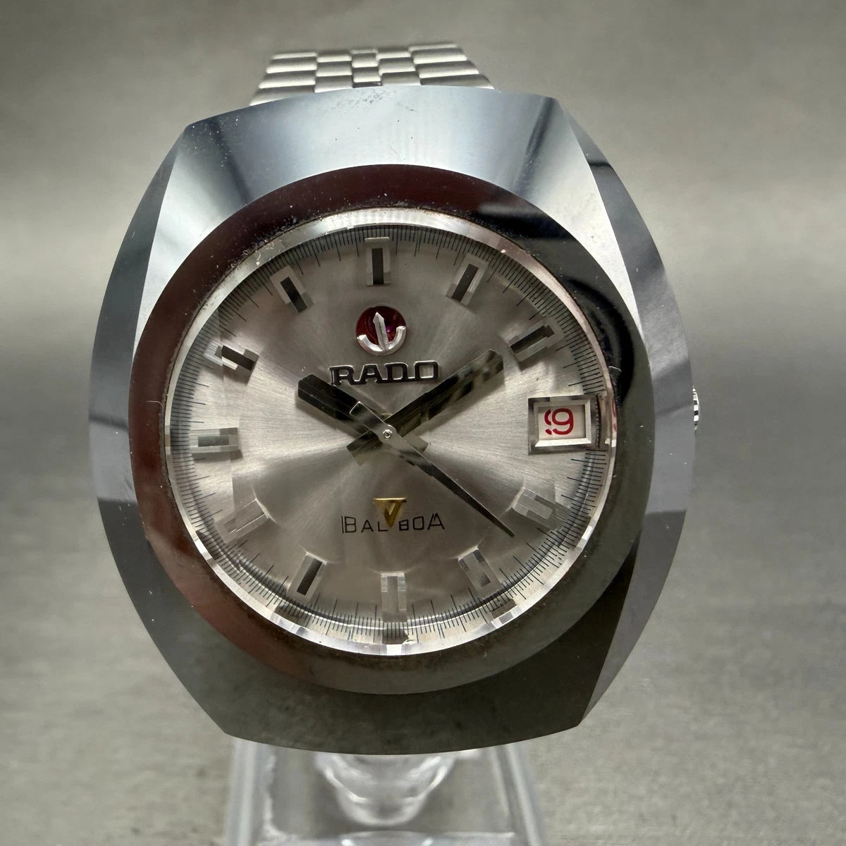 Rado Balboa V Watch Men 36mm Silver Dial Silver Tone Oval Date
