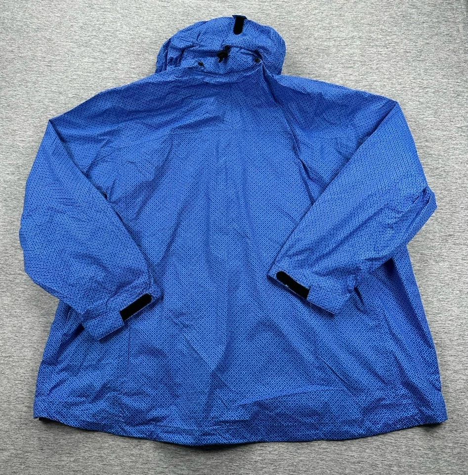 Chaqueta de Lluvia Lands End Para Mujer 3X Azul Geo Cremallera Completa Impermeable Con Capucha Ligera Foto 2 de 4