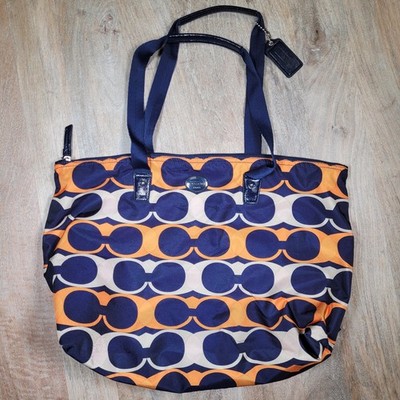 coach travel tote bag COACH Getaway Signature Packable Travel Weekender Getaway Tote Bag Blue  Orange