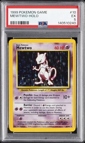 1999 POKEMON BASE SET UNLIMITED #10 MEWTWO-HOLO PSA 5