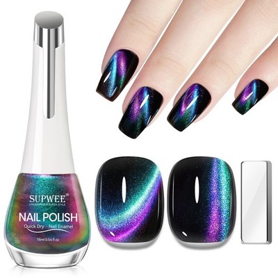 Cat Eye Nail Polish Non Gel with Magnet Quick Dry Cateye Magnetic Nail Polish fo