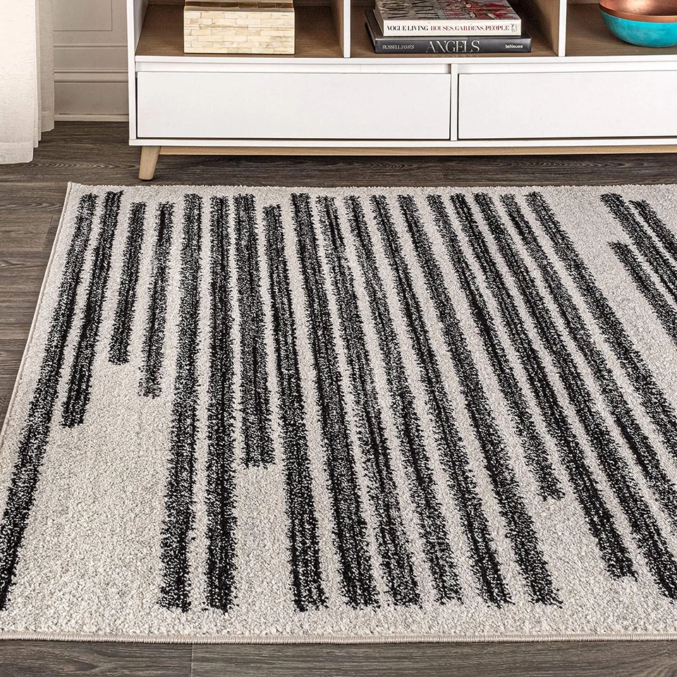 Khalil Modern Berber Stripe Cream/Black Indoor Area Rug, 8X10, Contemporary, Boh - Image 3 of 4