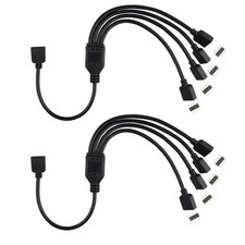 2PCS 4 Pin LED 4 Way Splitter Flex Cable LED Strip Connector 1 to 4 Ports Fem...