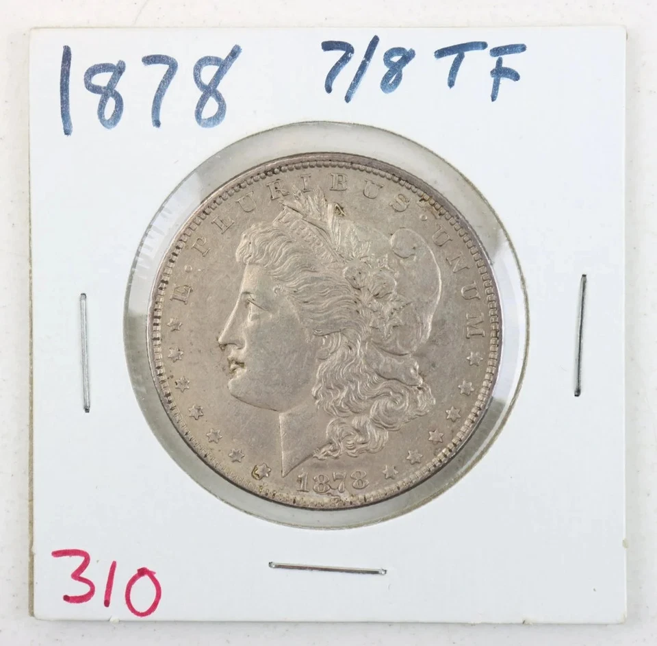 1878 Morgan Dollar 7/8TF Brilliant Luster Strong Strike - Image 3 of 4