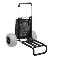 Beach Dolly with Big Wheels for Sand, 29.9" x 15.4" Cargo Deck, w/ 12" Balloon W
