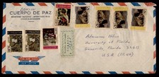 DR WHO 1976 ECUADOR REGISTERED AIRMAIL CUENCA TO USA w12707