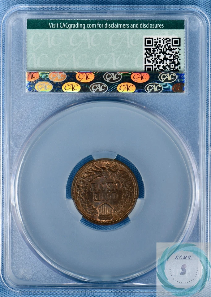 1864 1C Indian Head Cent CAC MS65BN Bronze - Lots of Remaining Red!!! - Image 3 of 4