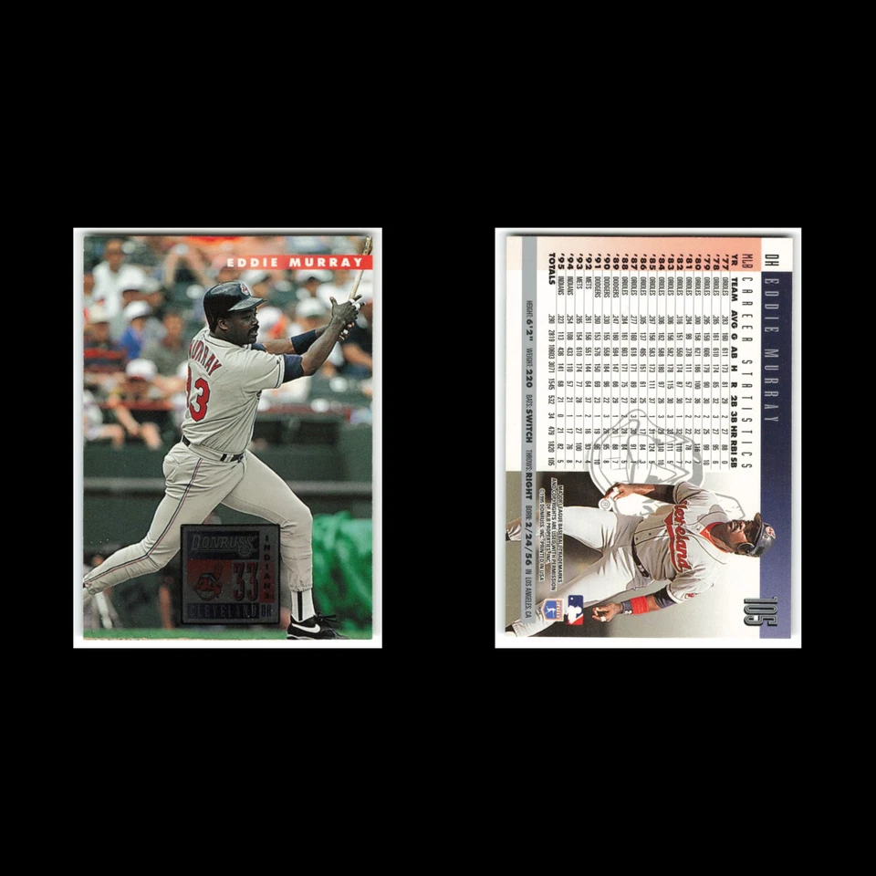 Eddie Murray #105 1996 Donruss Cleveland Indians Baseball Card MLB NM - Image 3 of 3