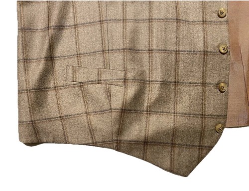 Joseph Abboud Super 130 Windowpane Men Waistcoat Vest 52R Custom Union Made USA - Picture 8 of 14