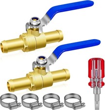 2 Pack 5/8" Heater Hose Shut Off Valve with Stainless Steel Clamps Brass Kit