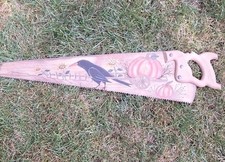 Vintage Saw Hand Painted Sunflowers Pumpkins Crow Fall Halloween Farmhouse Decor