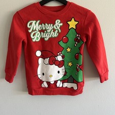 Hello Kitty By Sanrio Girl  s Merry  Bright Christmas Sweetshirt Sz 4/6