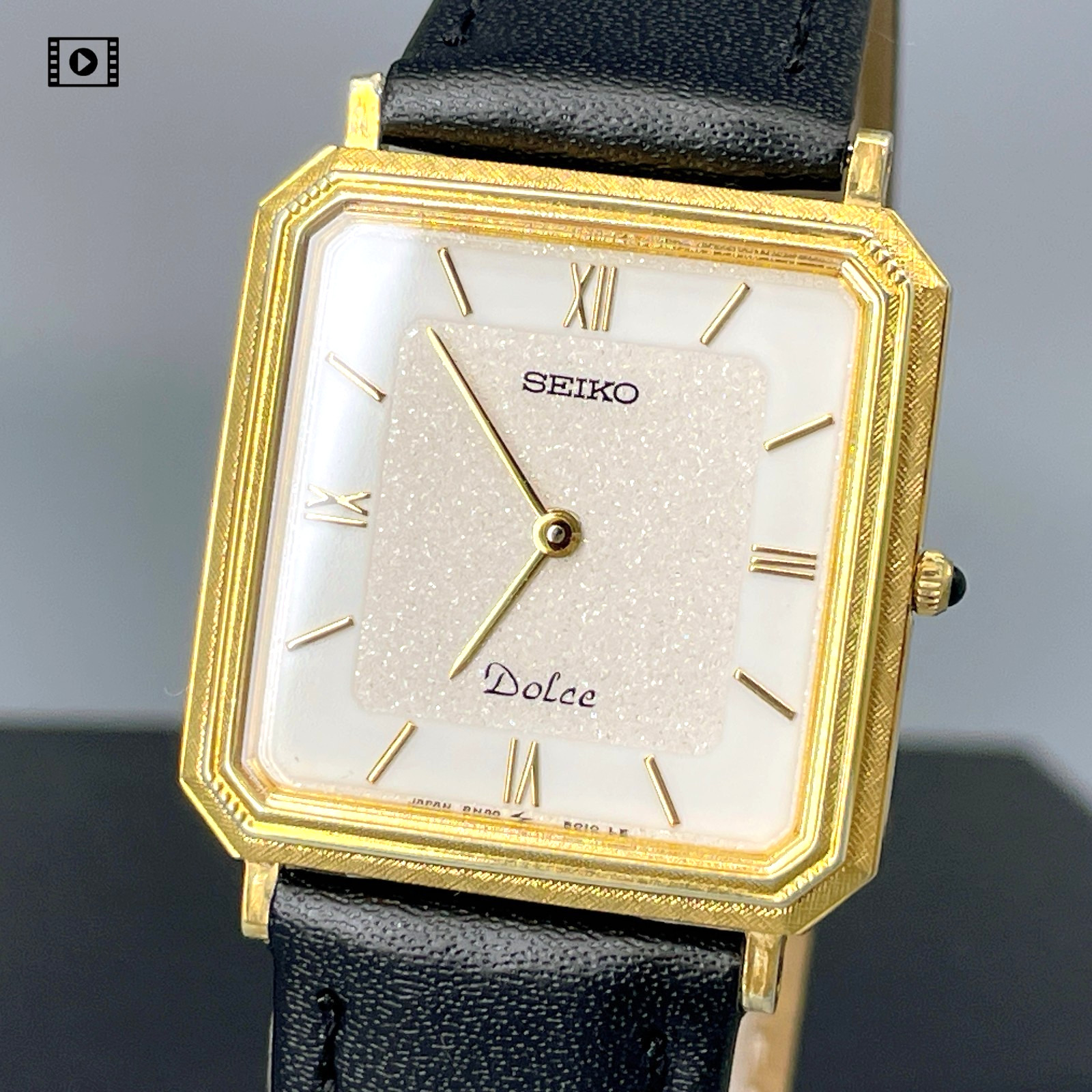 SEIKO Dolce 8N40-5010 28mm Gold Square Qz Mens Watch Vtg1993 [N.Mint/Box]