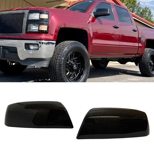 Black Side Door Mirror Covers Add-on Style Fit Chevy Silverado 2014 2015-2018
