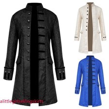 Men Victorian Frock Coat Steampunk Tailcoat Long Jacket Vamp Gothic Retro Casual