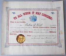 1868 California State Militia Certificate: Andrew Wood, served in Civil War Era