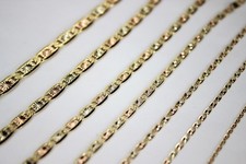 10K Yellow White Rose Gold Tri Color Valentino Chain Necklace 1.5mm~5mm / 16~30"