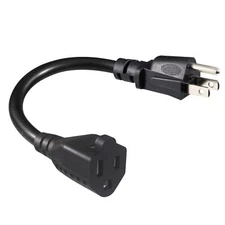 1 Pack 6inch Short Power Extension Cord Black 3 Prong Mini Indoor Grounded Ext