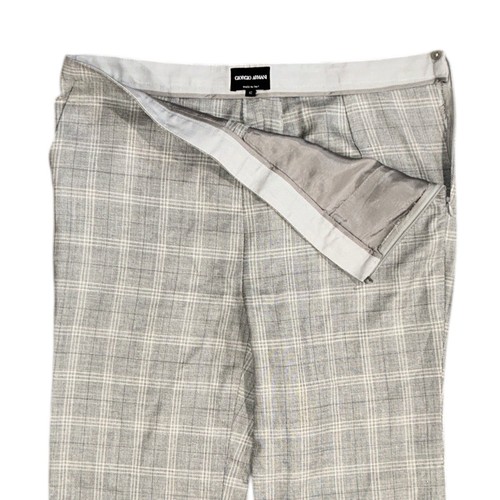 Pantalone GIORGIO ARMANI Glen a quadri taglia 42 US 6 grigio lana seta lino Made in Italy - Foto 4 di 9