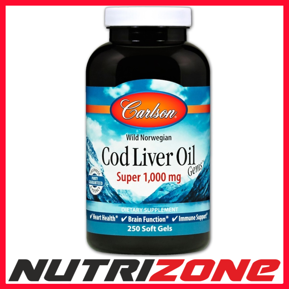 Carlson Labs Wild Norwegian Cod Liver Oil Gems 1000mg - 250 softgels