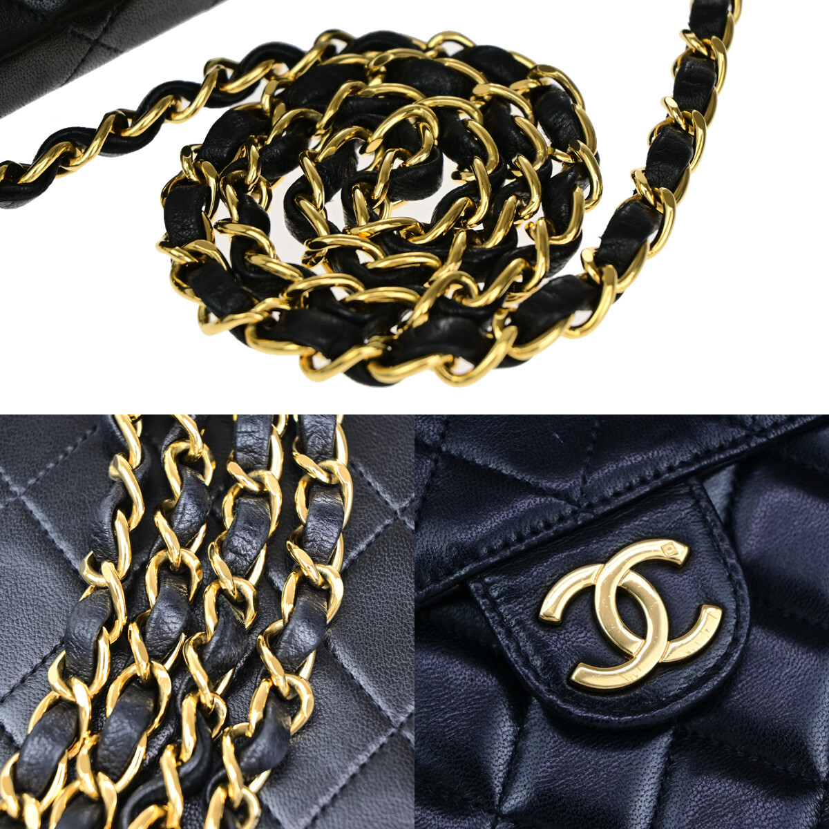 CHANEL CC Matelasse 25 Chain Shoulder Bag Leather Black GHW