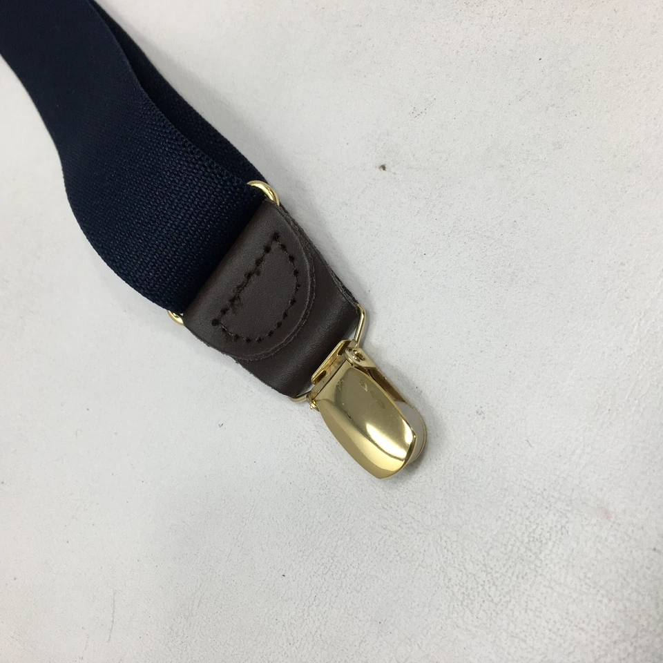 Club Room Solid Suspenders, Men's Size OS/Adjustable - Navy/Brown/Gold Foto 4 de 4