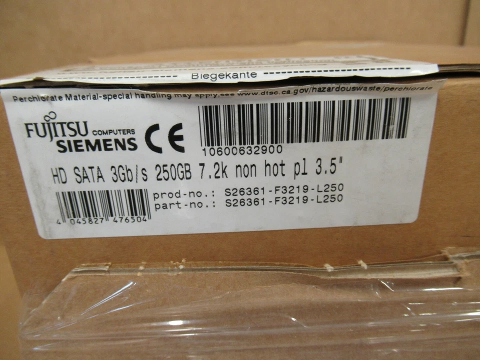 NEW Fujitsu S26361-F3219-L250 3.5" 250GB 3Gb/s 7.2K SATA Hard Drive HDD - Image 2 of 3