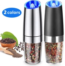 US Electric Battery Salt Pepper Grinder Adjustable Shakers Automatic Stainless