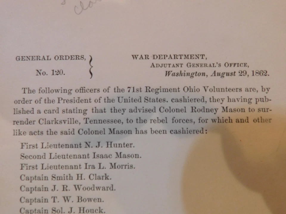 Lincoln Guerra Civil Clarksville Tenn Post Renders 71st Ohio despedido O24 Foto 3 de 4