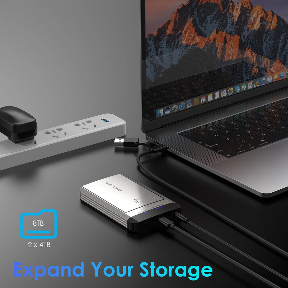 Caja de discos duros SSD M.2 de doble bahía 20 Gbps USB-C clonación sin conexión hasta 8 TB Foto 4 de 4