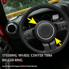 For Jeep Wrangler JK Compass 2011+ Steering Wheel Center Trim Bigger Ring Silver